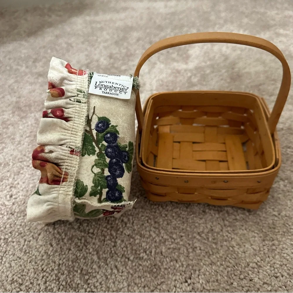Longaberger Tarrogon Small Square Woven Basket - Fabric‎ Liner - Plastic Liner